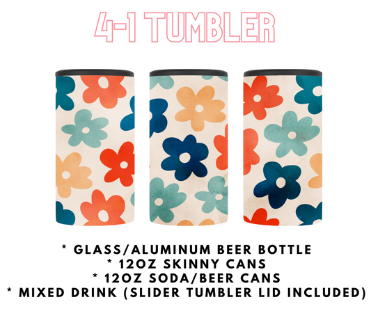 Retro Flowers 4-1 Tumbler